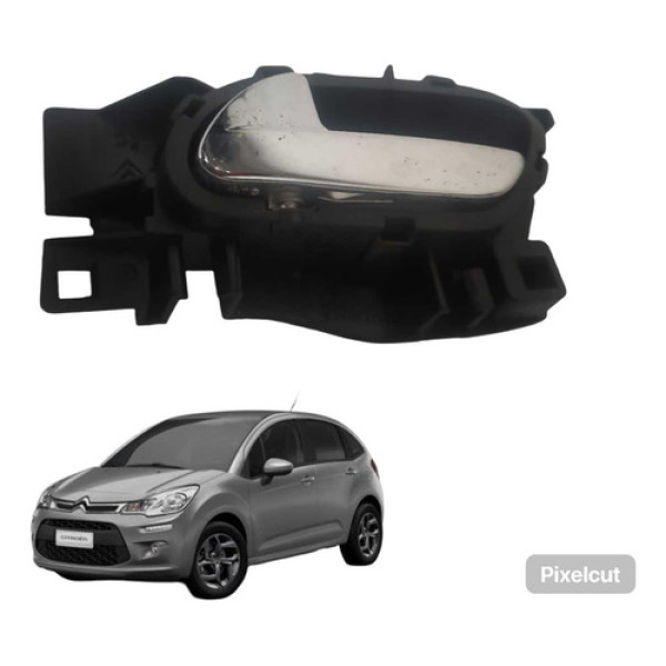 Maçaneta Interna Tras Esq Peugeot 308 C3 2009 A 2011 Prateado Traseira