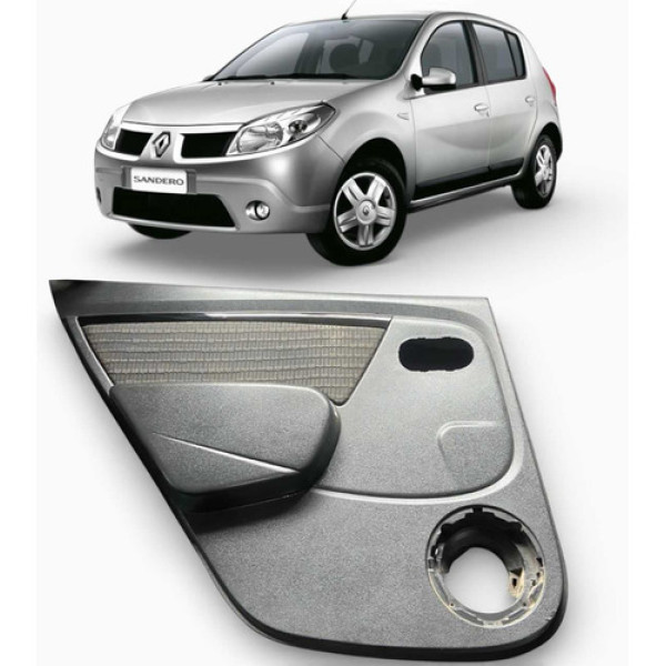 Forro De Porta Traseira Esquerda Renault Sandero 2010 Preto Cinza