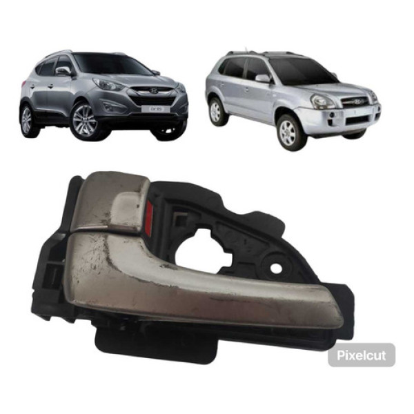 Maçaneta Interna Tras Esq Hyundai Ix35 Tucson 2012 2013 Prateado