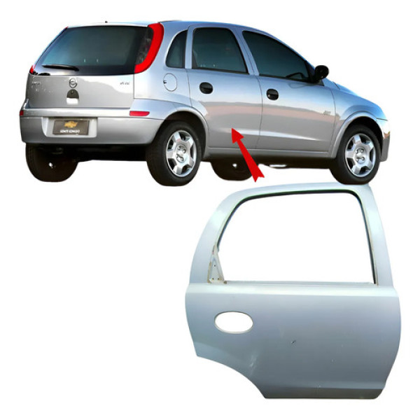 Porta Traseira Direita Lado Carona Corsa Maxx 2004 A 2009 P1 Traseira Direito Do Carona Prateado