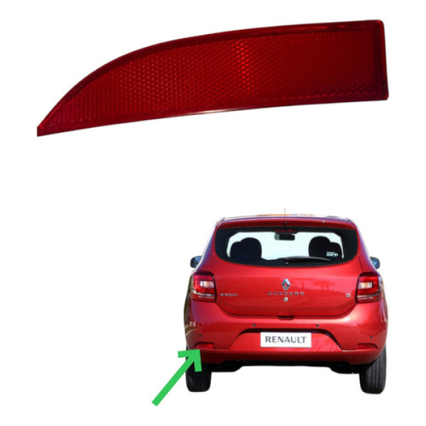 Refletor Olho Gato Traseiro Esquerdo Sandero 2015/2019 Cx540 Vermelho