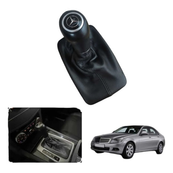 Manopla Câmbio Couro Preto Mercedes C280 2009 Cx299 Preto