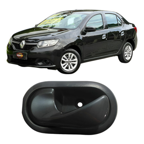 Maçaneta Interna Traseira Esquerda Renault Logan 2015 Cx173 Preto Traseira