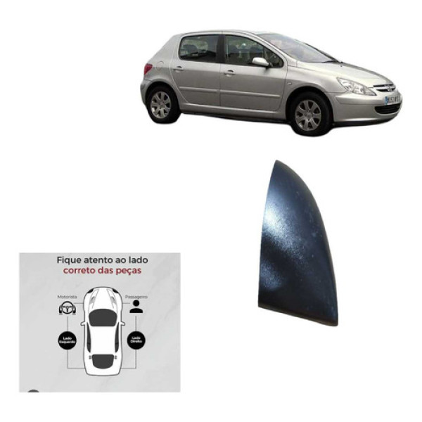 Moldura Retrovisor Dianteira Direita Peugeot 307 2006 A 2008 Preto
