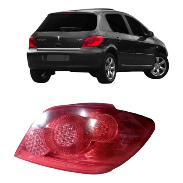 Lanterna Traseira Direita Peugeot 307 2.0 2007 A 2012 Direito/passageiro Vermelho