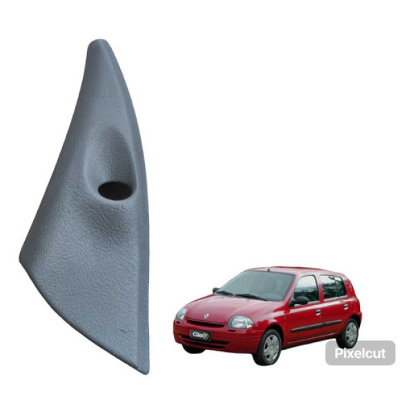Moldura Interno Retrovisor Esquerdo Renault Clio 2000 A 2012 Cinza-escuro