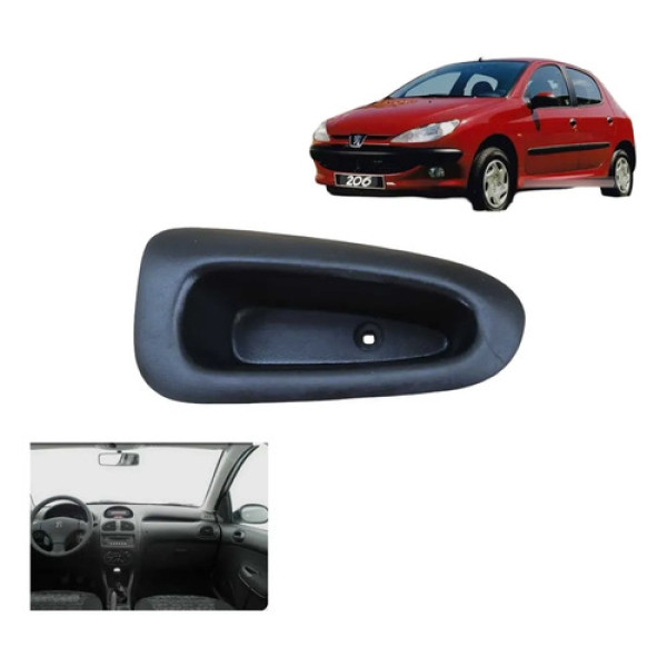 Moldura Macaneta Dianteira Direita Peugeot 206 1999 A 2008 Preto Dianteira