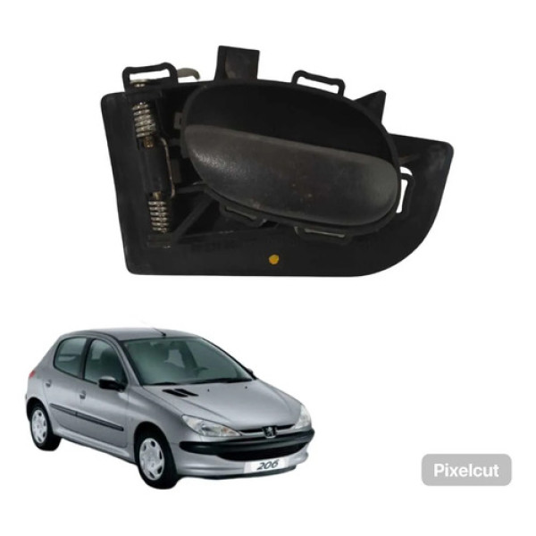 Maçaneta Interna Traseira Esquerda Peugeot 206 2005 A 2014 Preto Traseira