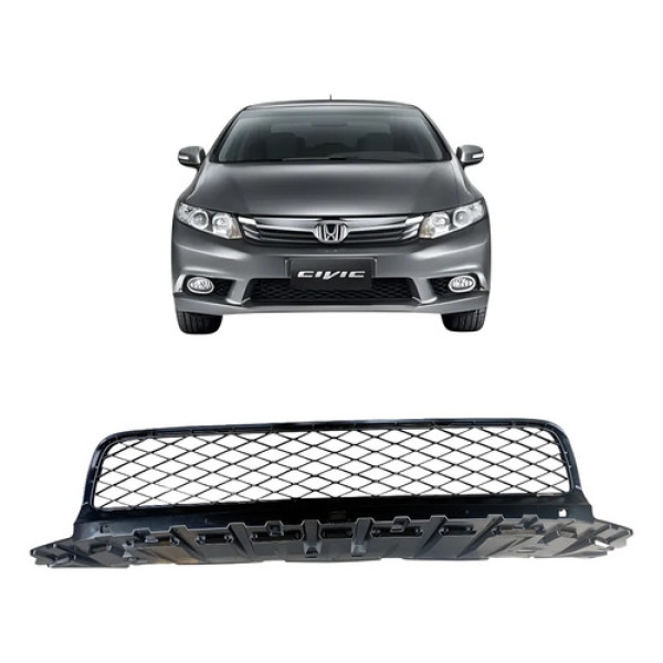 Grade Inferior Parachoque Honda Civic G9 2012 A 2014 P1 Preto Brilhante