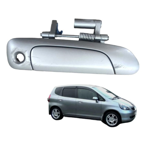 Macaneta Ext Dianteira Direita C/furo Honda Fit 2004 2008 Prateado Dianteira