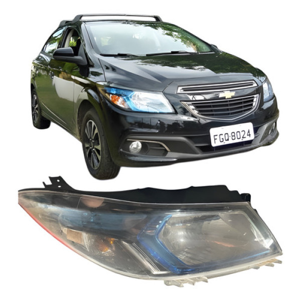 Farol Direito Mascara Negra Com Lente Azul Onix 15 A 19 P9 Direito/passageiro