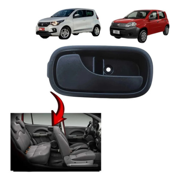 Macaneta Interna Tras Esq Fiat Mobi Uno Vivace 2011 A 2014 Preto Traseira