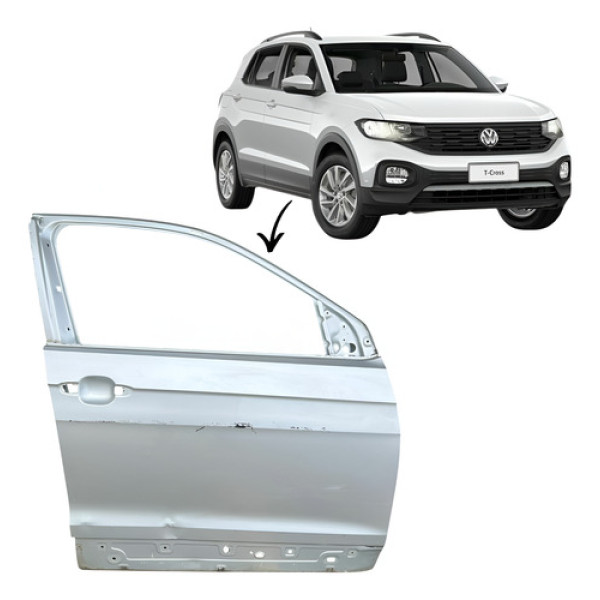 Porta Dianteira Direita Vw Tcross 2018 A 2023 P1 Prateado Dianteira Direita Prateado
