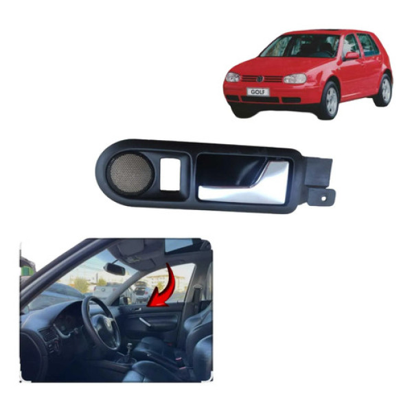 Macaneta Interna Traseira Direita Vw Golf 2000 A  2014 Preto/cromado Traseira