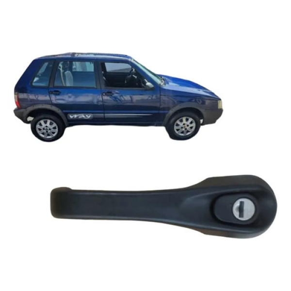 Macaneta Externa Dianteira Direita Fiat Uno 2009 A 2013 Preto Dianteira