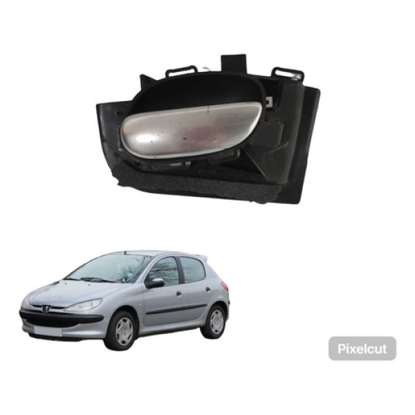 Maçaneta Interna Traseira Direita Peugeot 206 2006 A 2014 Prateado