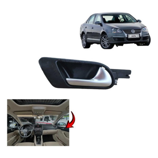 Macaneta Interna Dianteira Direita Vw Jetta 2010 Preto Com Cromado Dianteira
