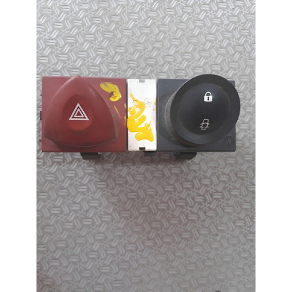 Botão Pisca Alerta E Trava Renault  06/13 Megane Cx243 Preto E Bordo