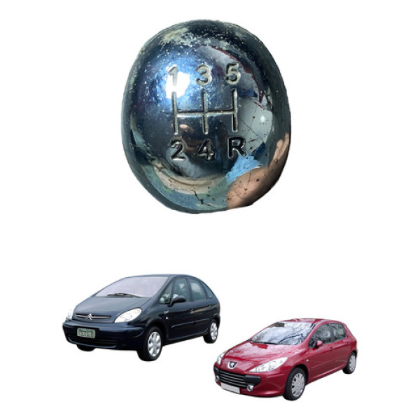 Manopla Câmbio Marcha Xsara Picasso Peugeot 307 00/08 Cx518 Preto/prata