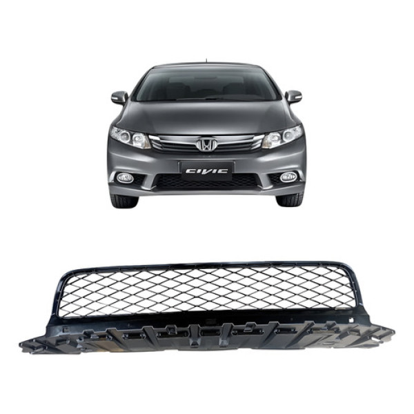 Grade Inferior Parachoque Honda Civic G9 2012 A 2014 P1 Preto Brilhante