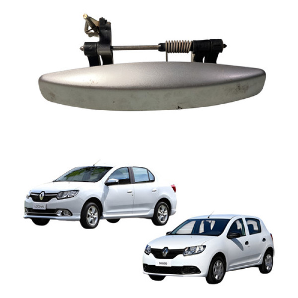 Maçaneta Externa Dianteira Direita Sandero Logan 11/16 Cx517 Prateado Dianteira